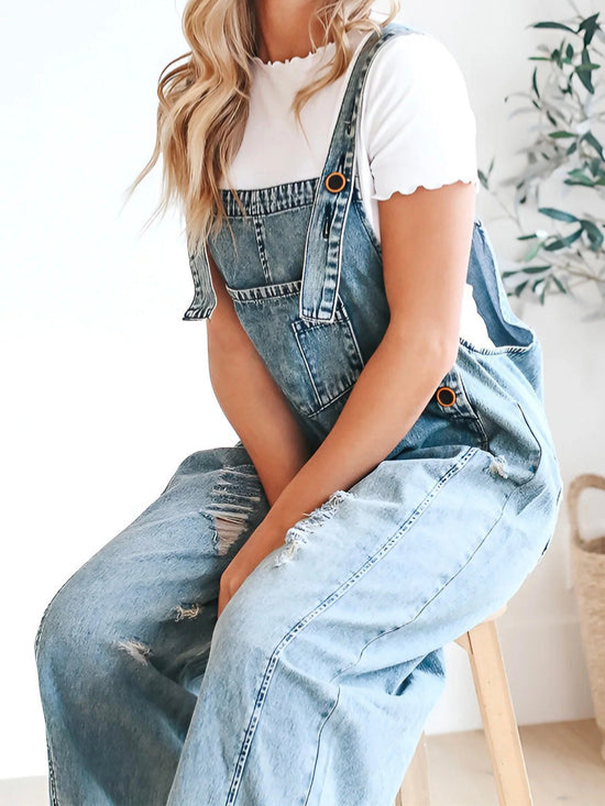 Rivière d’Or Erika – Dames Denim Tuinbroek – Losse Pasvorm & Comfortabel