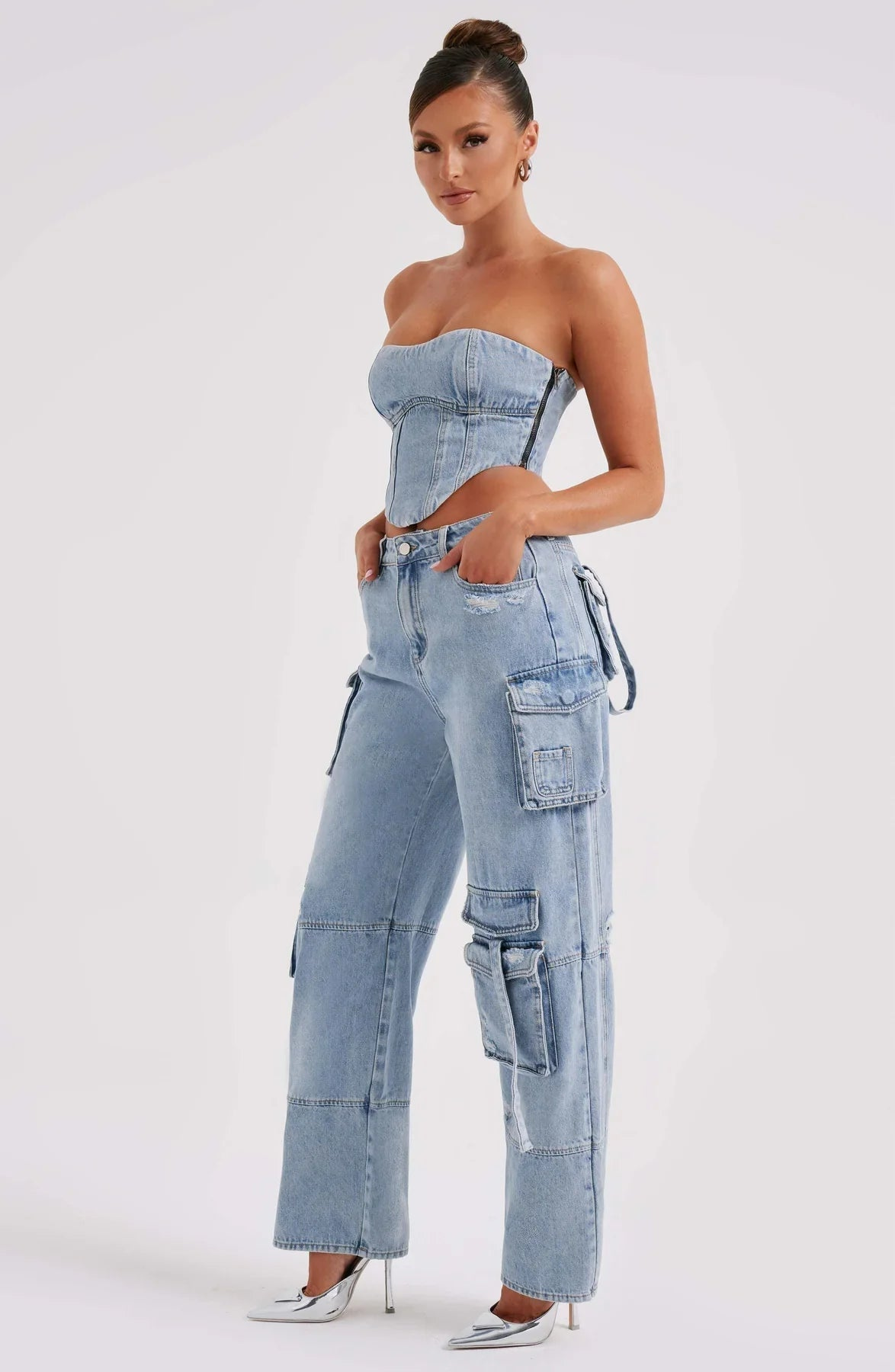 Rivière d’Or Calla – Denim Dames Set – Trendy Streetwear Silhouet