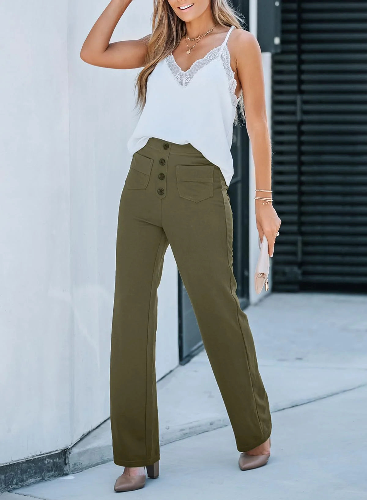 Rivière d’Or Loren – Dames Broek – Hoge Taille & Wijde Pasvorm