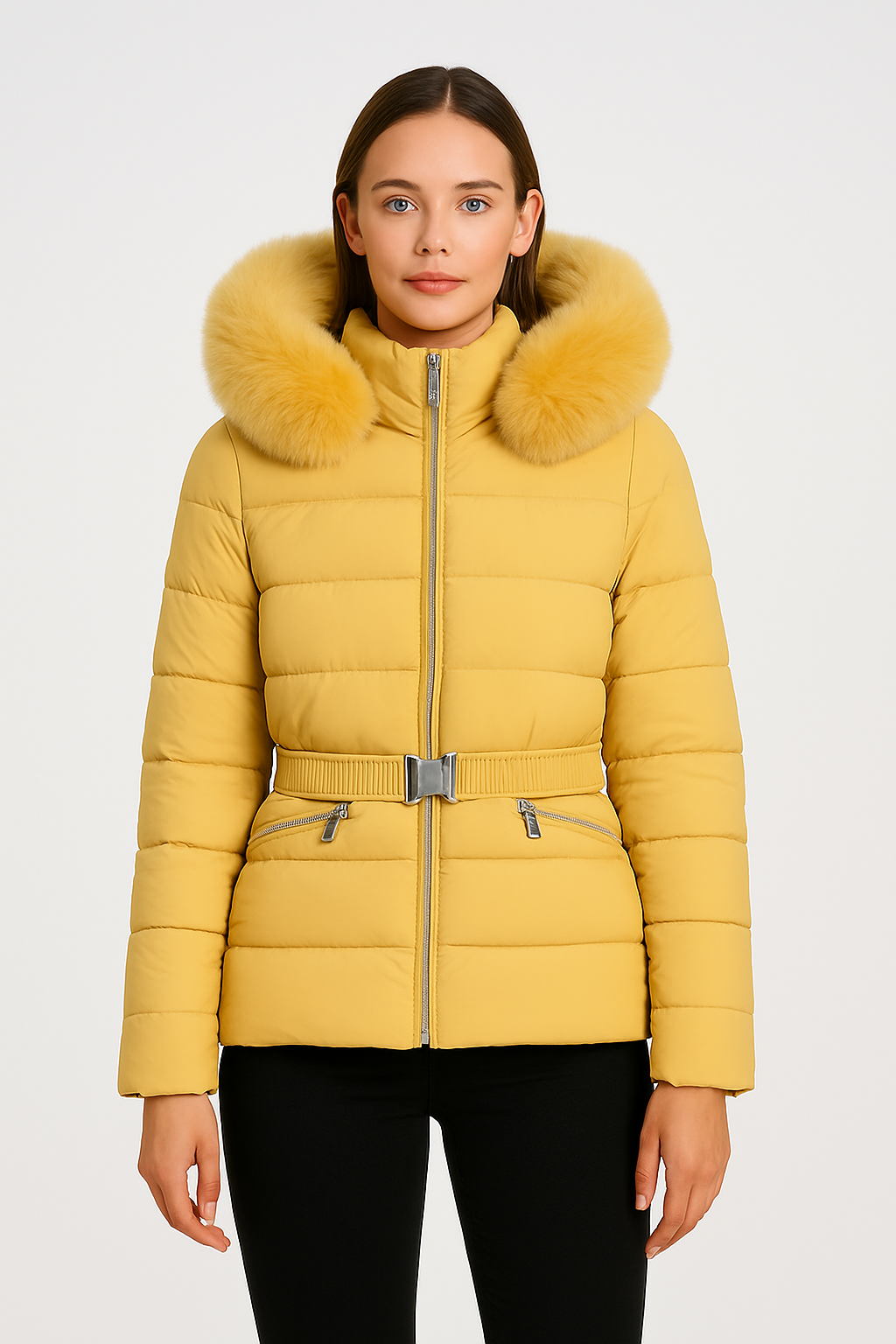 Rivière d’Or Puffer Jas – Gewatteerd Getailleerd – Afneembare Capuchon met Bont – Dames