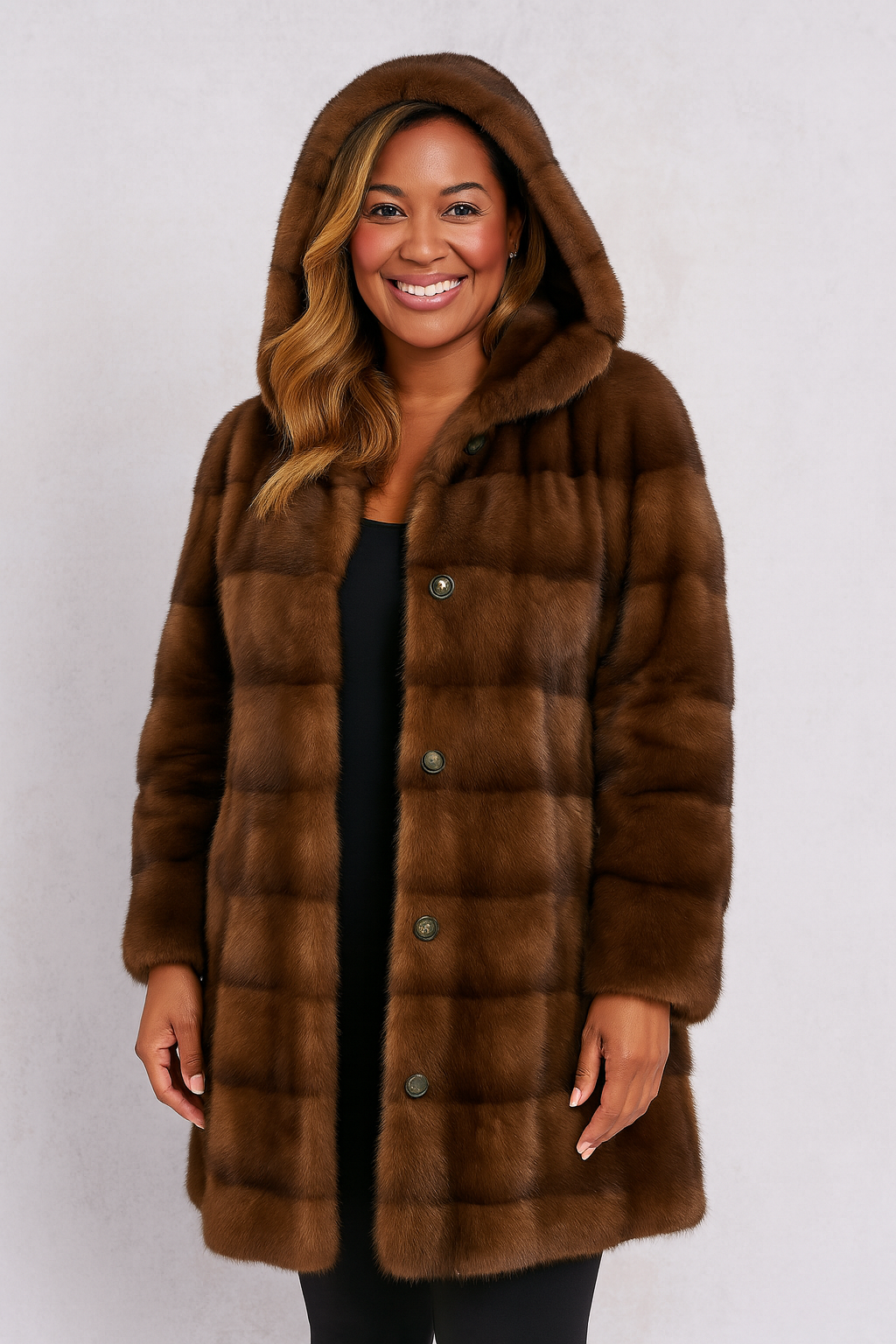 Rivière d’Or Trenchcoat – Halflang Relaxed Fit – Capuchon met Nepbont & Drukknoop – Dames