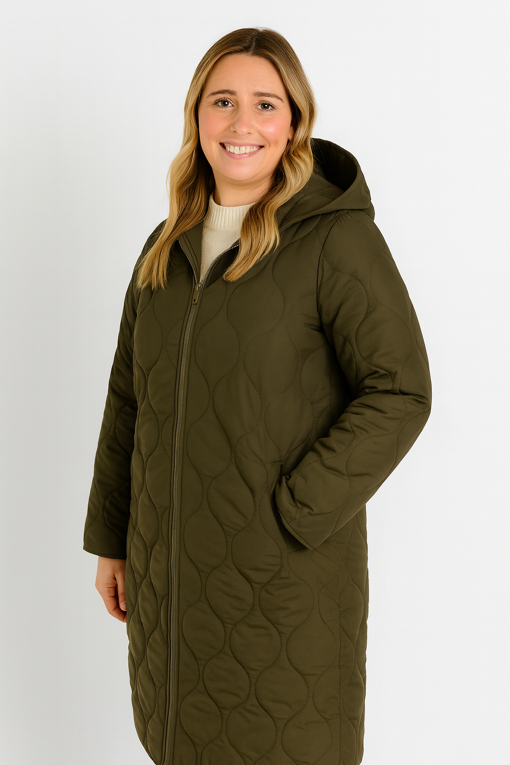 Rivière d’Or Gewatteerde Jas – Oversized Lang – Capuchon met Rits – Dames