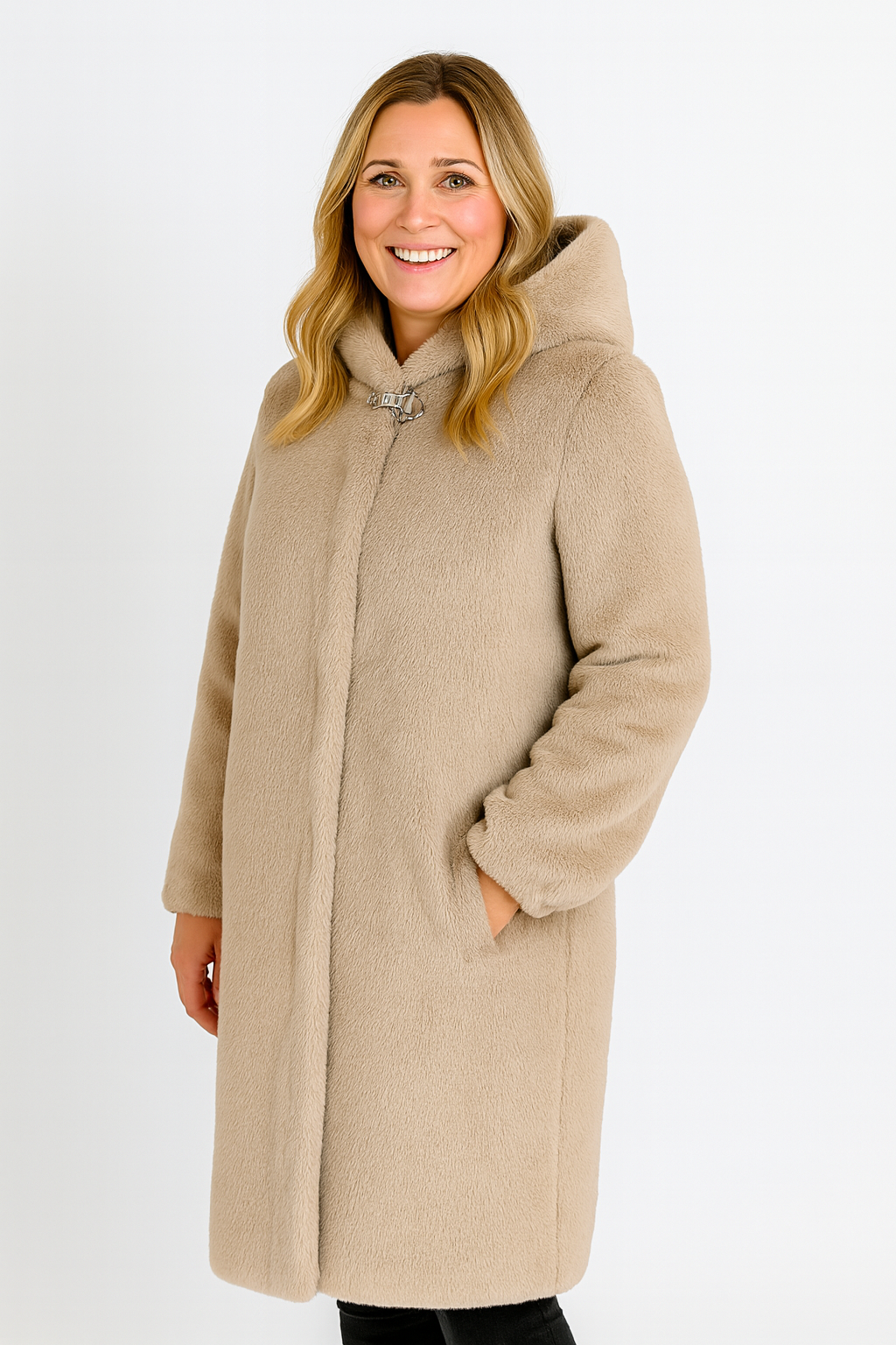 Rivière d’Or Jas – Imitatiebont Elegant – Capuchon met Decoratieve Sluiting – Dames