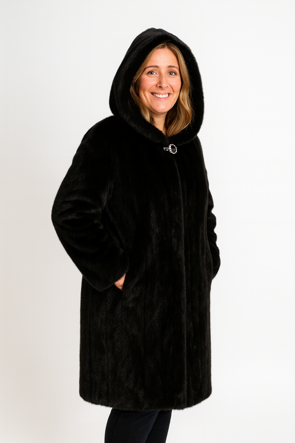 Rivière d’Or Jas – Imitatiebont Elegant – Capuchon met Decoratieve Sluiting – Dames