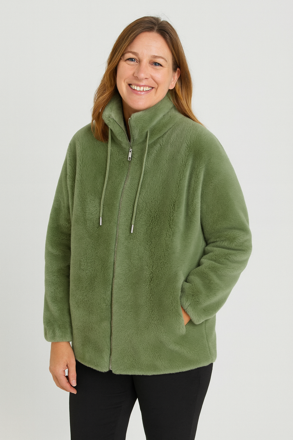Rivière d’Or Fleece Jas – Oversized Reversible – Zipper met Hoge Kraag & Koord – Dames