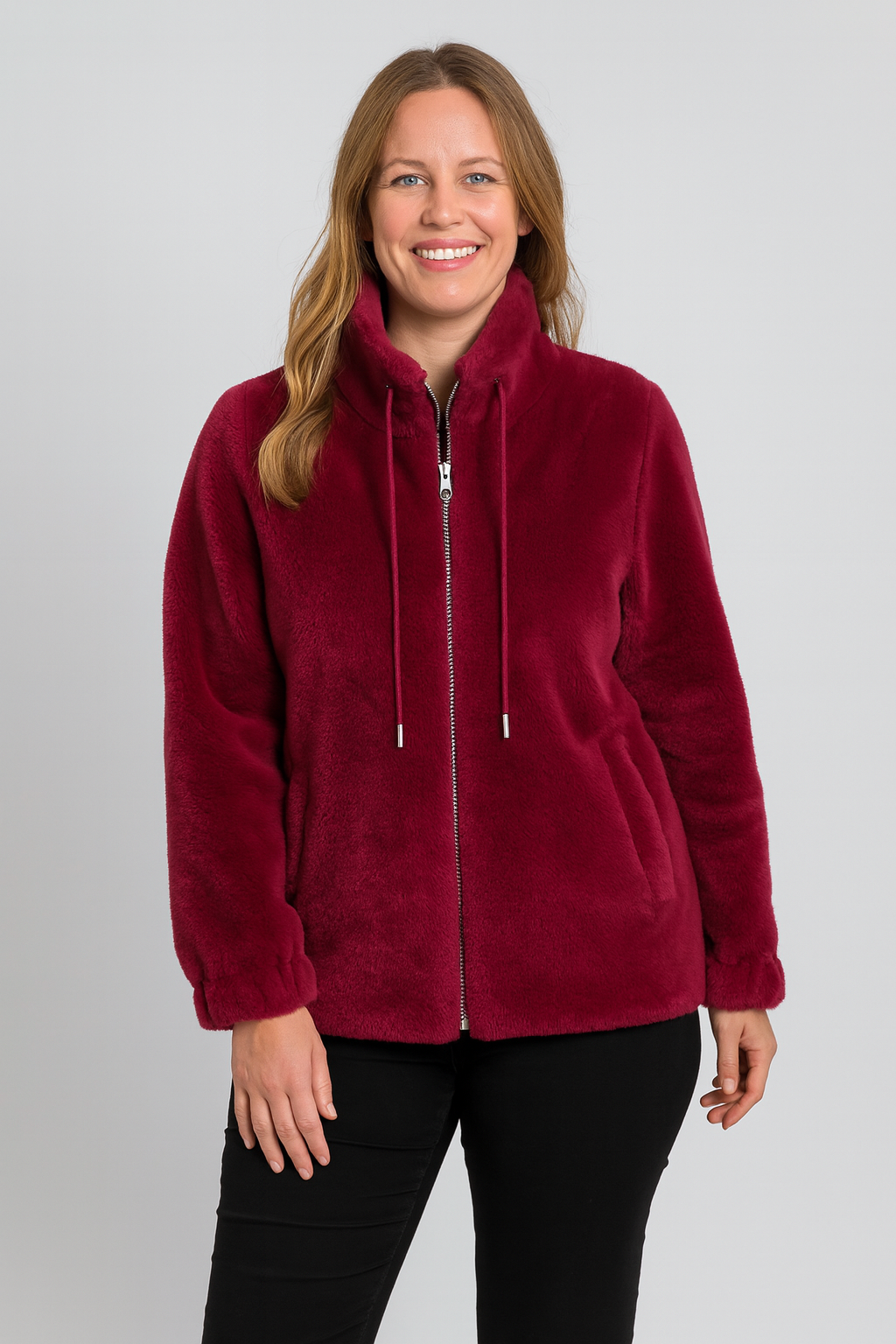 Rivière d’Or Fleece Jas – Oversized Reversible – Zipper met Hoge Kraag & Koord – Dames