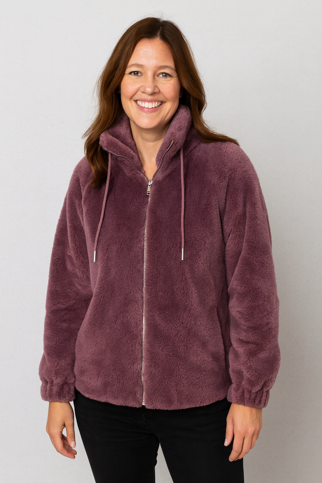 Rivière d’Or Fleece Jas – Oversized Reversible – Zipper met Hoge Kraag & Koord – Dames
