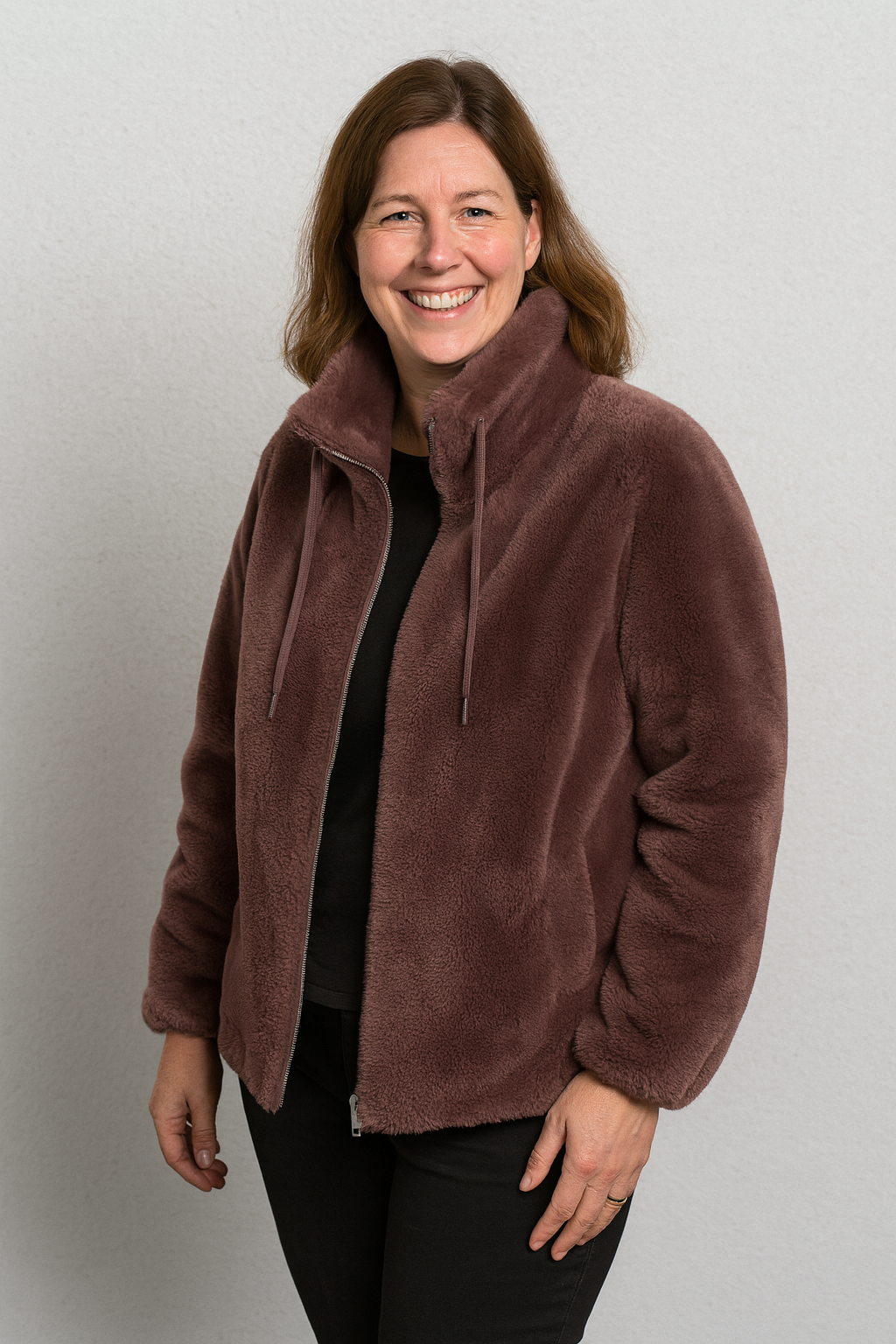 Rivière d’Or Fleece Jas – Oversized Reversible – Zipper met Hoge Kraag & Koord – Dames