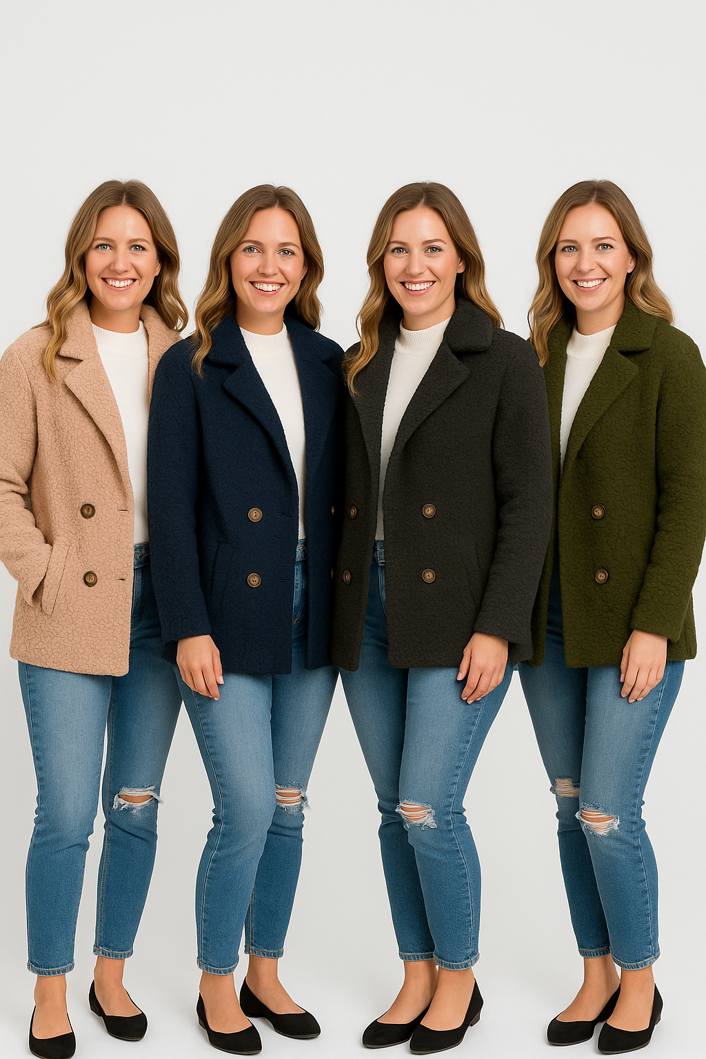 Rivière d’Or Oversized Jas – Fuzzy Textuur – Relaxed Fit met Revers & Knopen – Dames