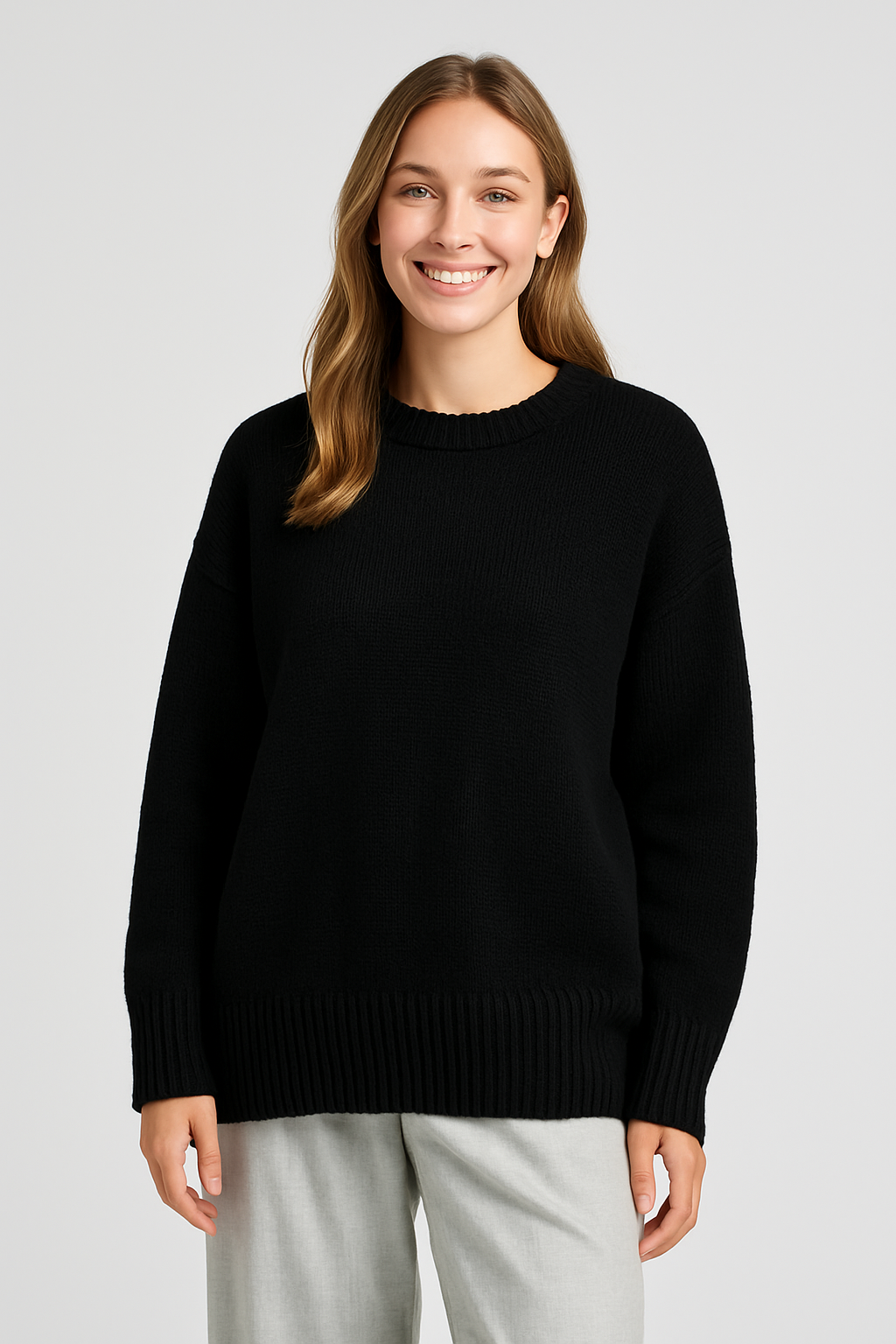 Rivière d’Or Dames Trui – Oversized Pasvorm – Wolmix – Lange Mouw – Brede Ronde Hals