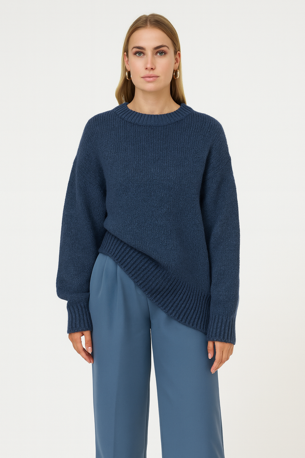 Rivière d’Or Dames Trui – Oversized Pasvorm – Wolmix – Lange Mouw – Brede Ronde Hals