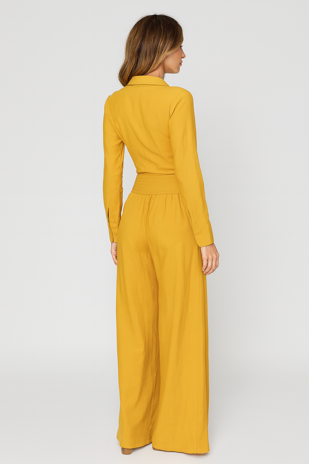Rivière d’Or Jumpsuit – Knoopsluiting & Elastische Taille – Dames