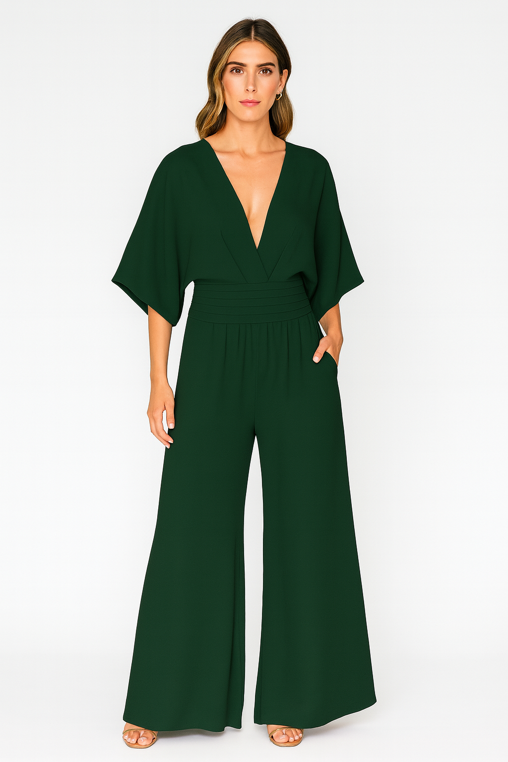 Rivière d’Or Jumpsuit – V-hals Wijde Pijpen – Dames