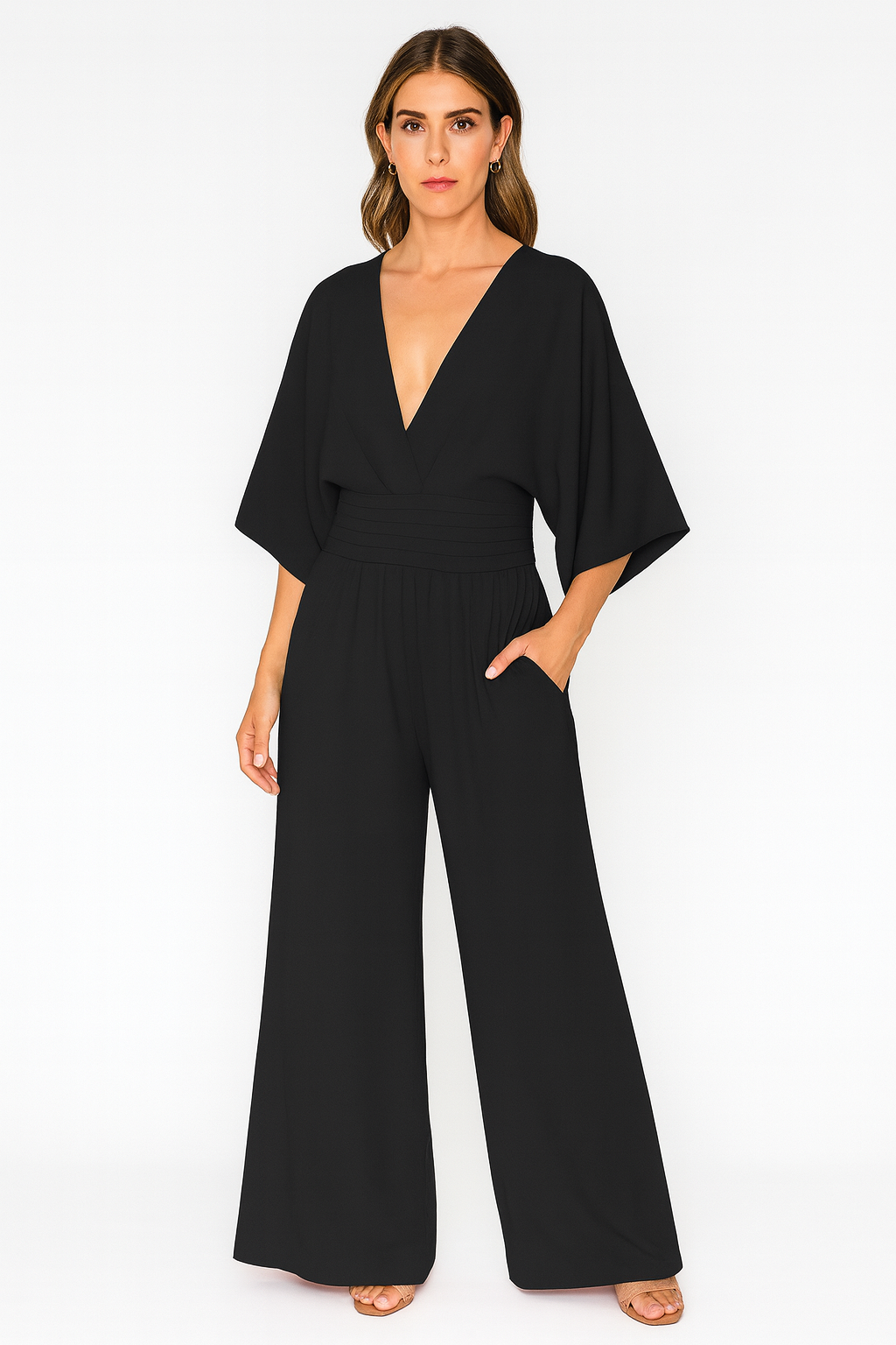 Rivière d’Or Jumpsuit – V-hals Wijde Pijpen – Dames
