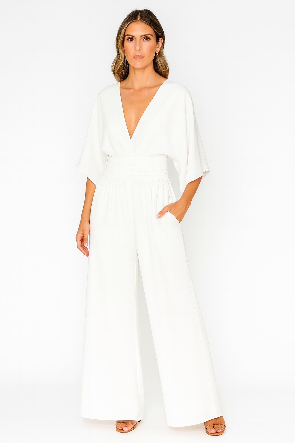 Rivière d’Or Jumpsuit – V-hals Wijde Pijpen – Dames