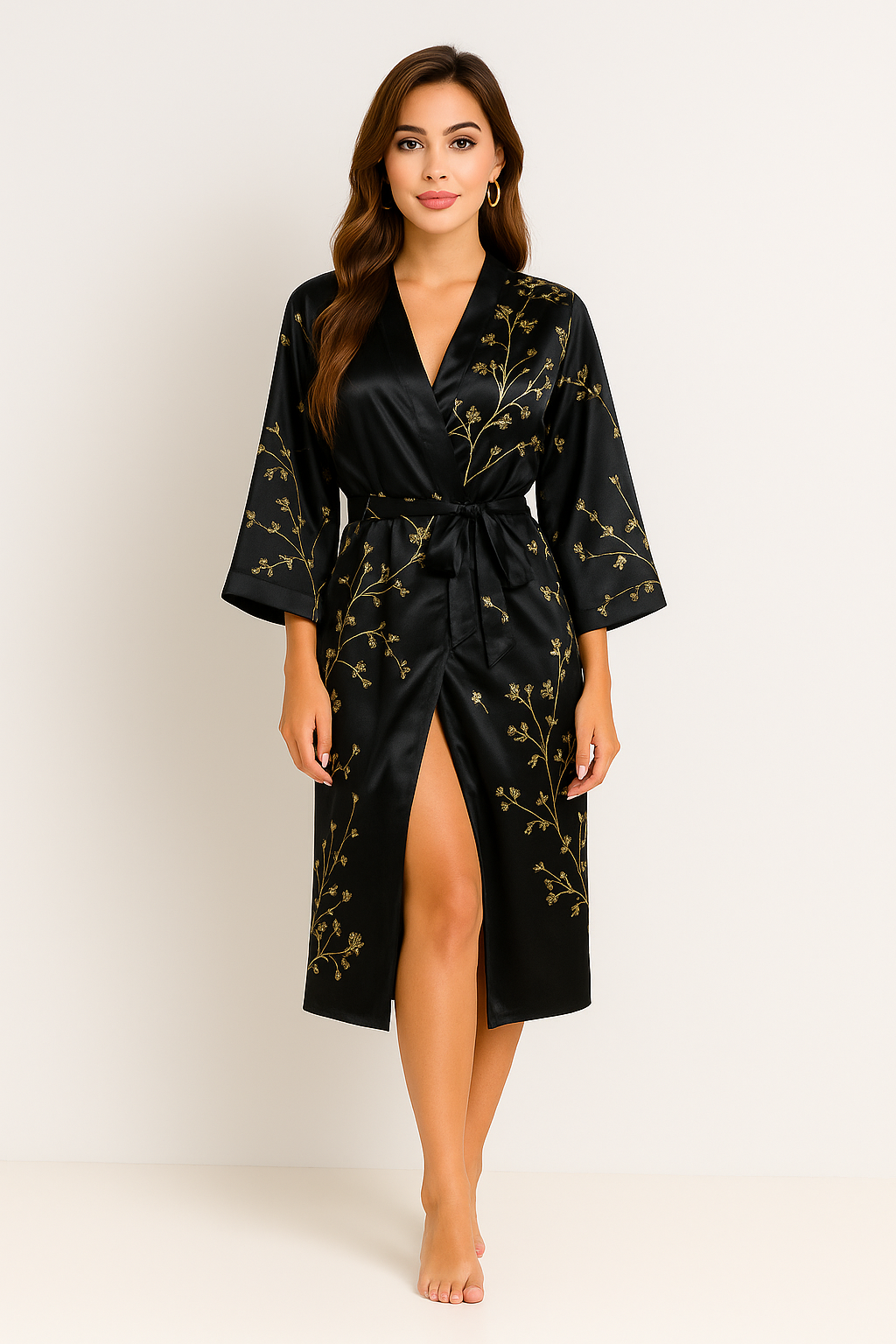 Rivière d’Or Kimono – Satijn Bloemen – Dames