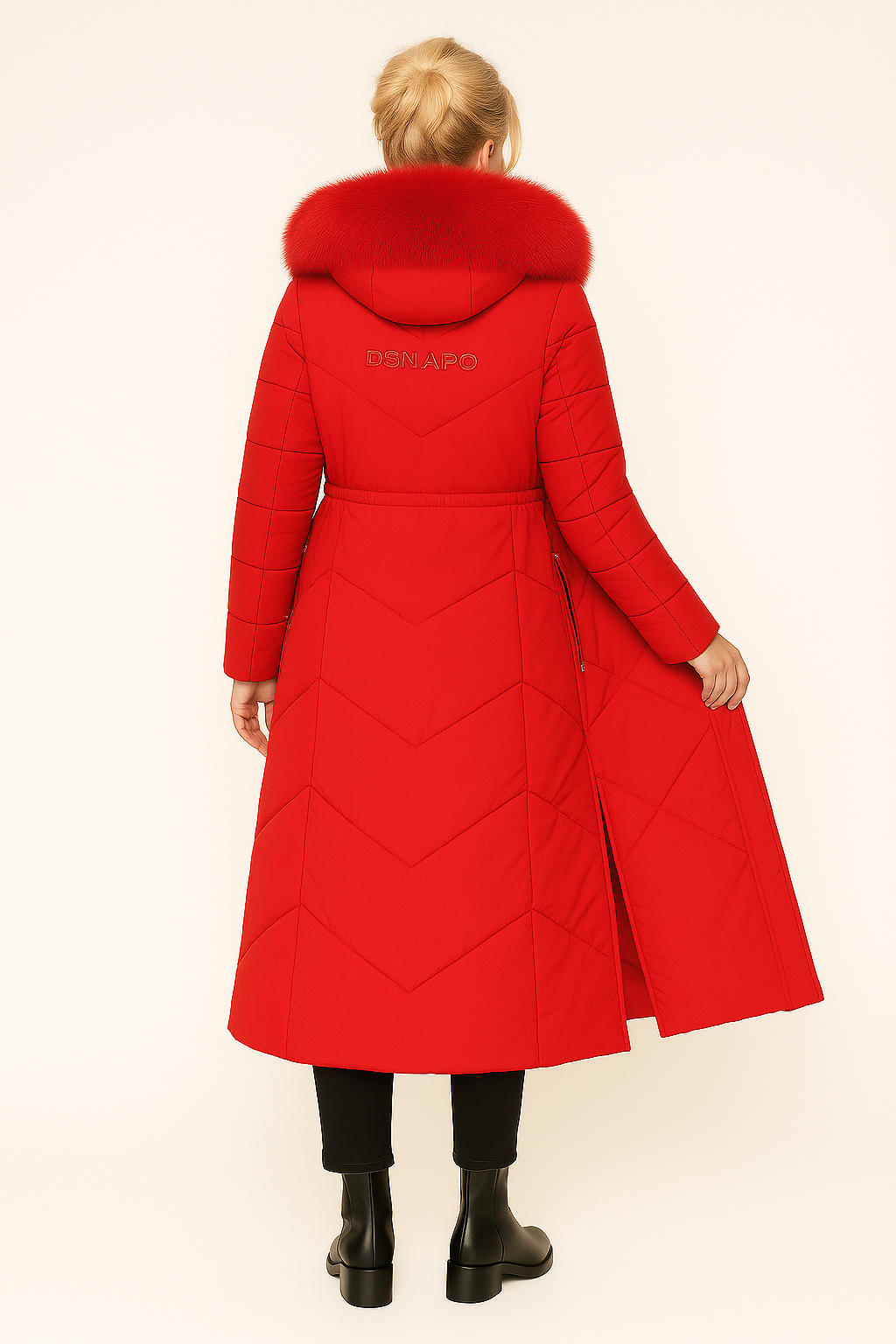Rivière d’Or Puffer Jas – Lang Gewatteerd – Capuchon met Imitatiebont – Dames