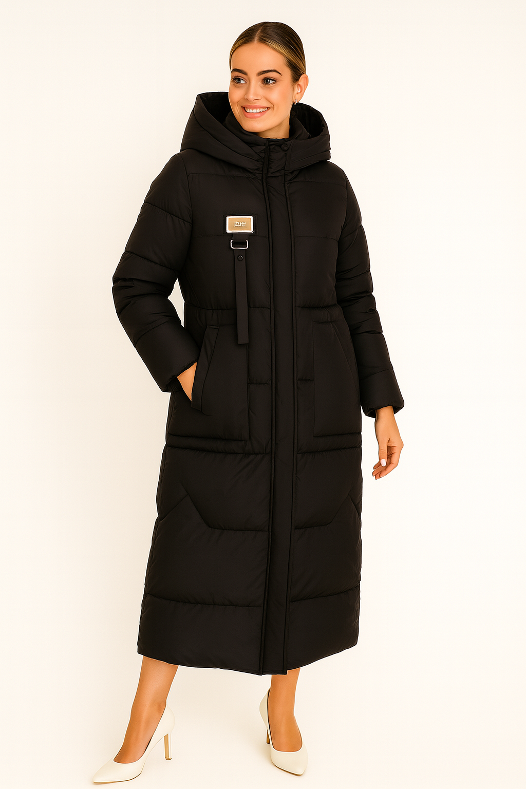 Rivière d’Or Gewatteerde Jas – Oversized Volledig Lang – Capuchon Warm Gevoerd – Dames