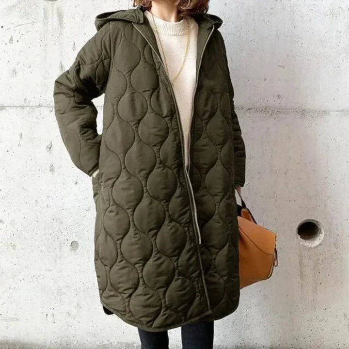 Rivière d’Or Gewatteerde Jas – Oversized Lang – Capuchon met Rits – Dames