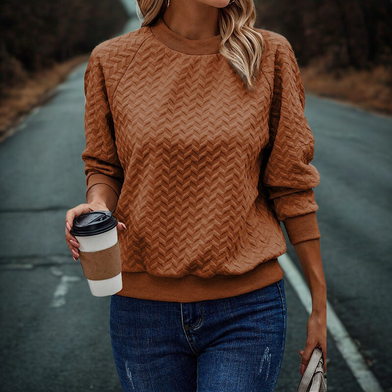 Rivière d’Or – Dames Sweatshirt – Relaxed Fit – Chevronstructuur – Raglanmouwen