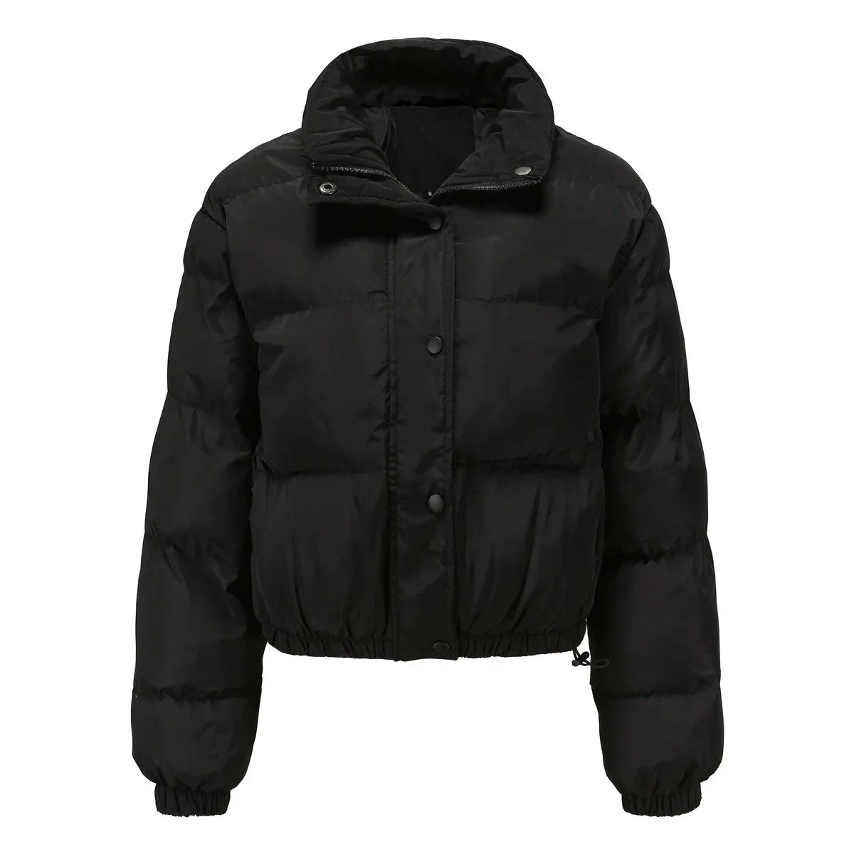 Rivière d’Or Puffer Jas – Oversized Cropped – Hoge Kraag met Trekkoord Zoom – Dames