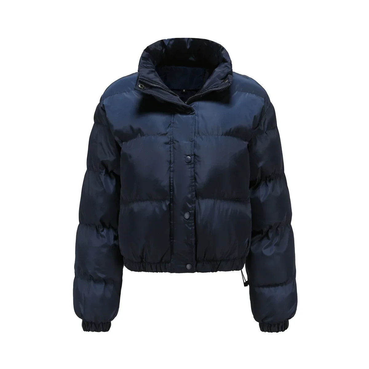 Rivière d’Or Puffer Jas – Oversized Cropped – Hoge Kraag met Trekkoord Zoom – Dames