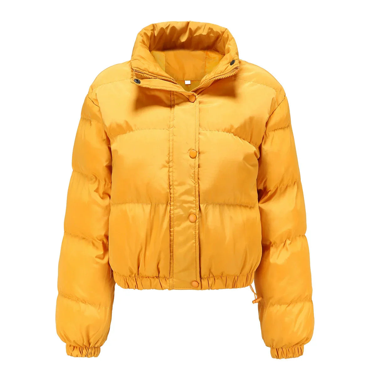 Rivière d’Or Puffer Jas – Oversized Cropped – Hoge Kraag met Trekkoord Zoom – Dames