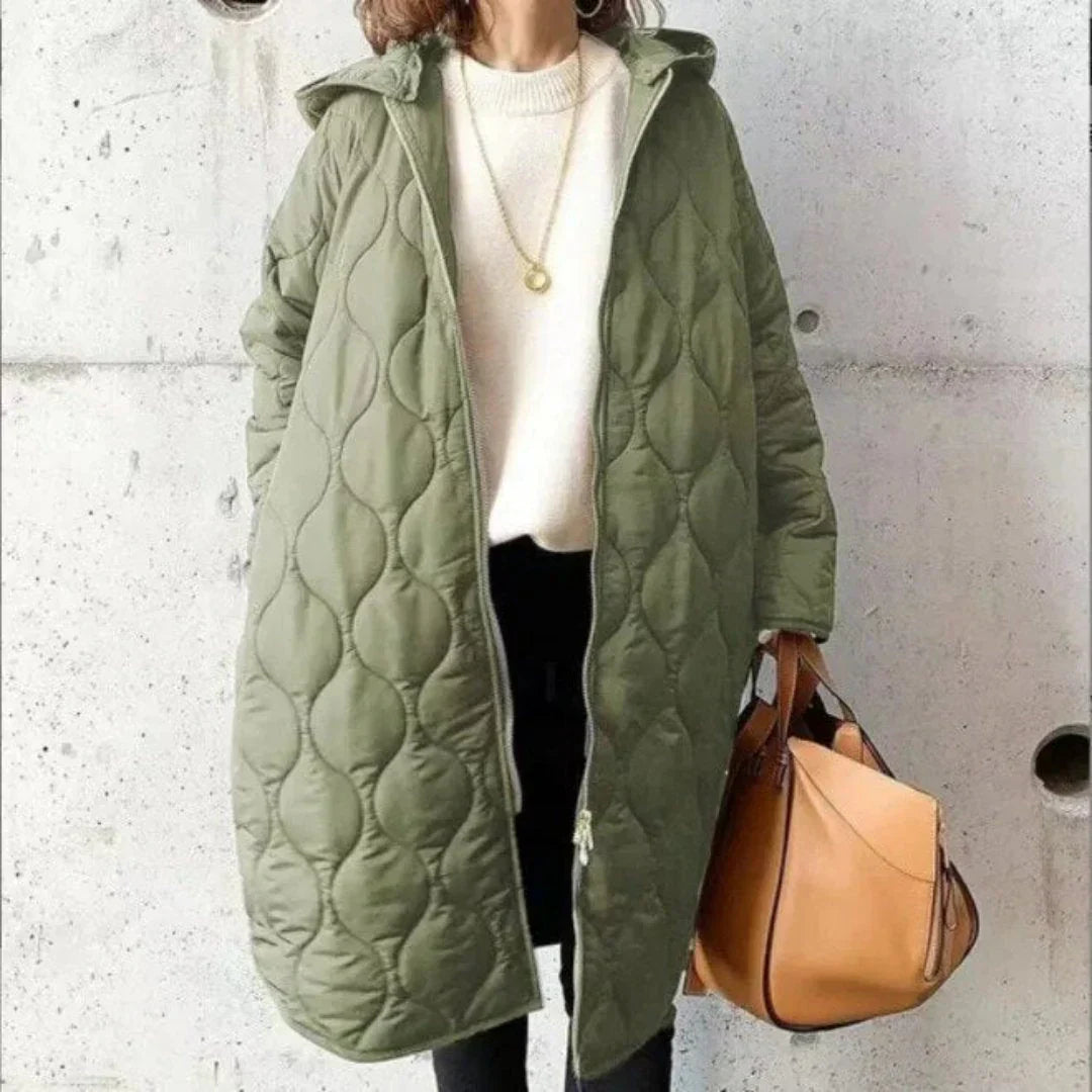 Rivière d’Or Gewatteerde Jas – Oversized Lang – Capuchon met Rits – Dames