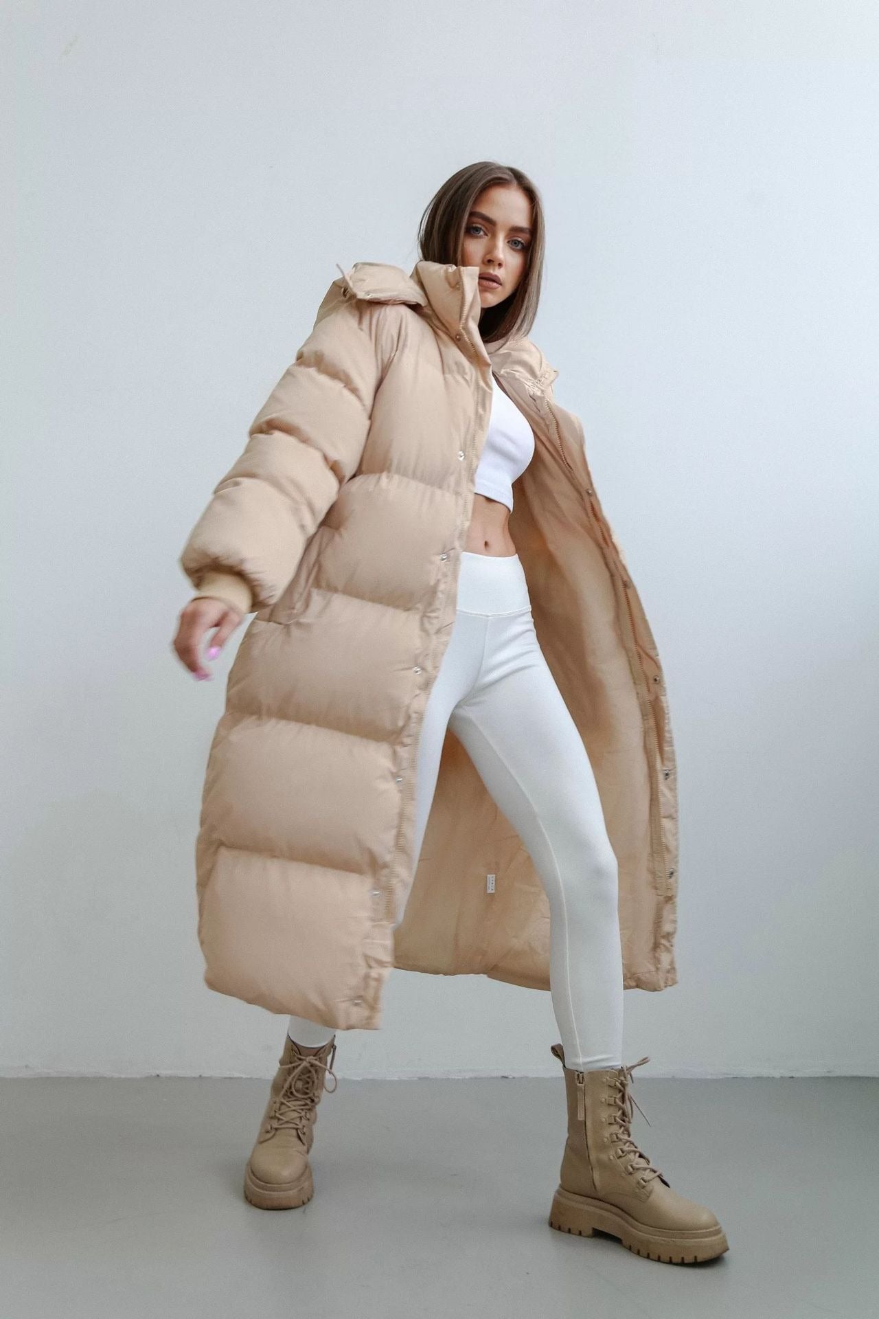 Rivière d’Or Puffer Trenchcoat – Lang Oversized – Gewatteerd met Capuchon – Dames