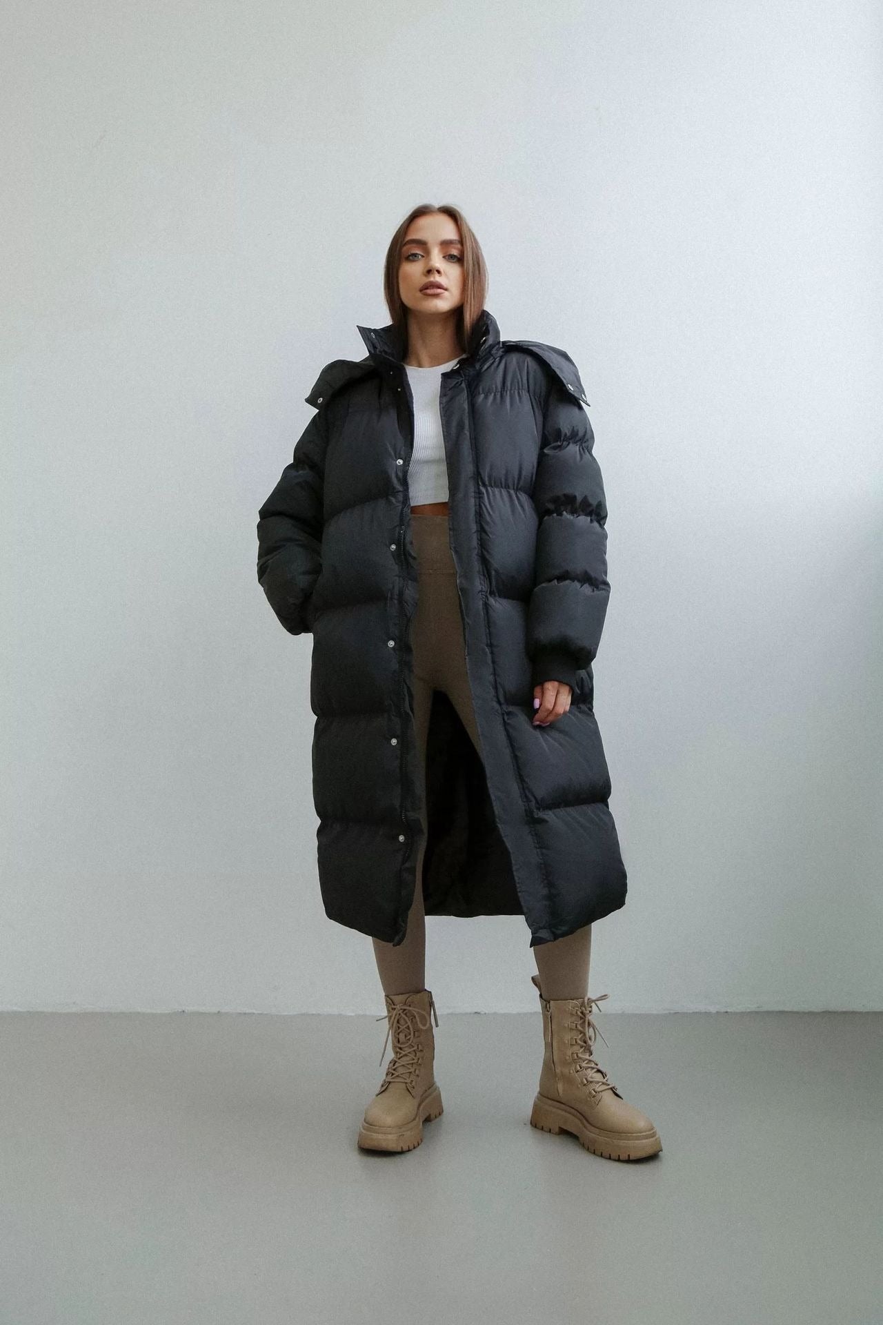 Rivière d’Or Puffer Trenchcoat – Lang Oversized – Gewatteerd met Capuchon – Dames